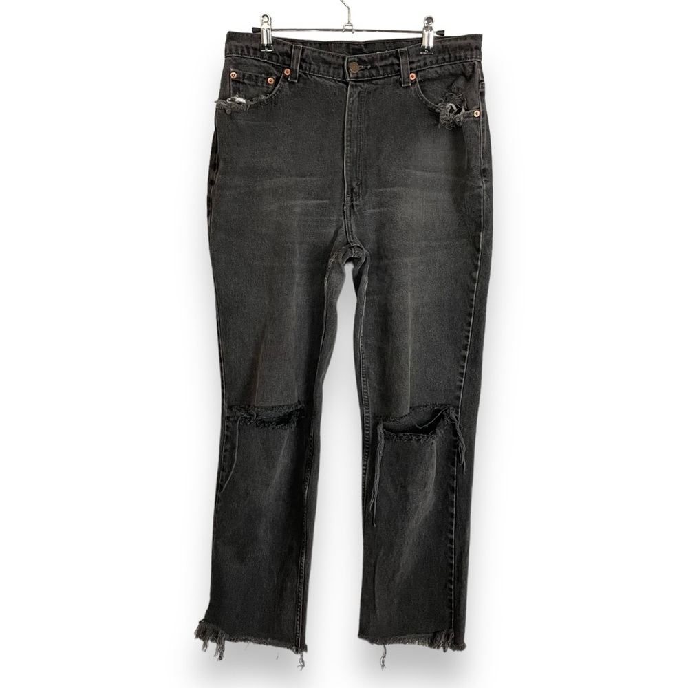 Vintage Levi's 512 Jeans 1998 Destroyed Distressed Faded Black Grunge 14‎ Reg M